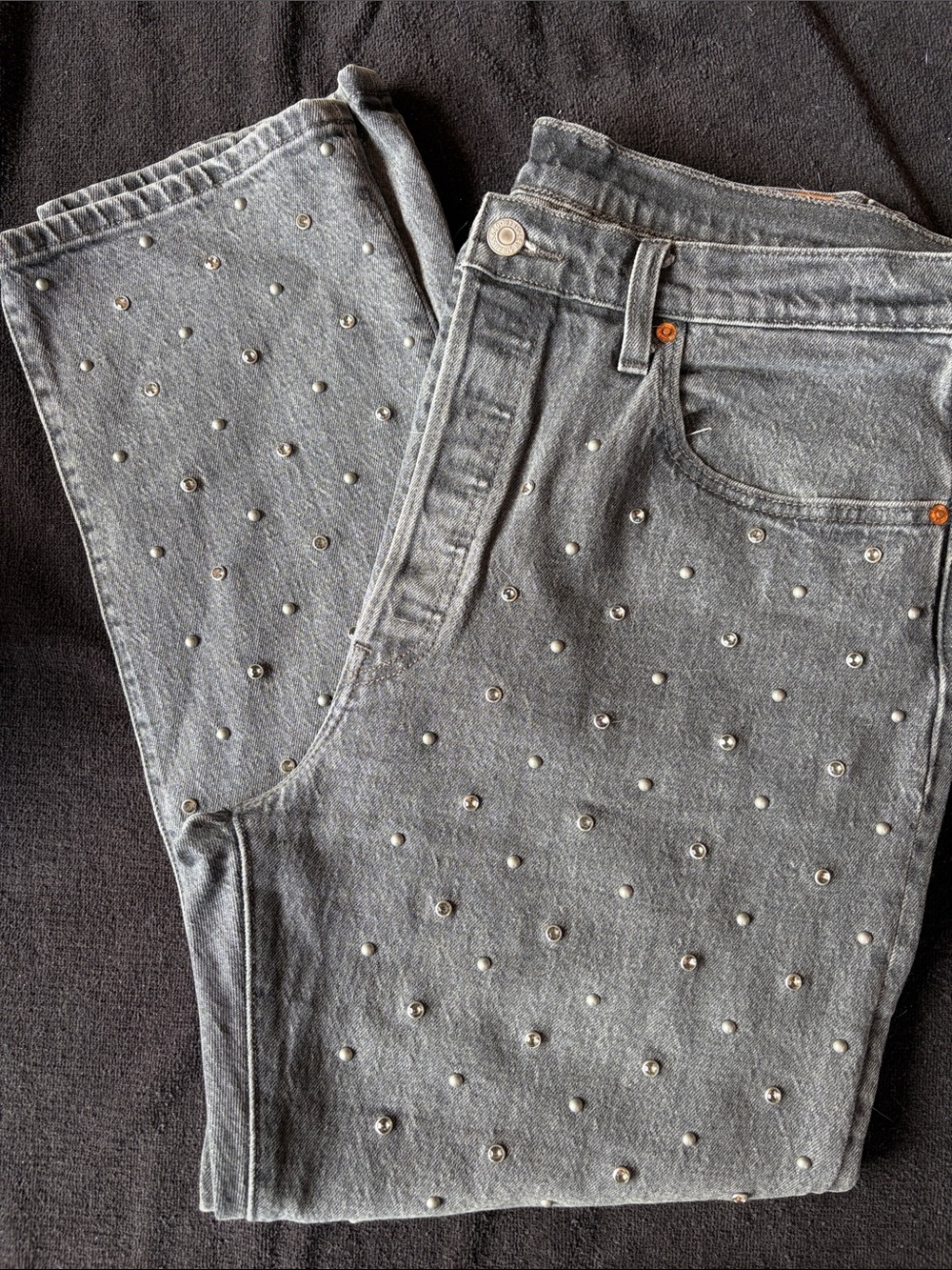 Levi's High-Rise Gray Studded Women's Jeans
